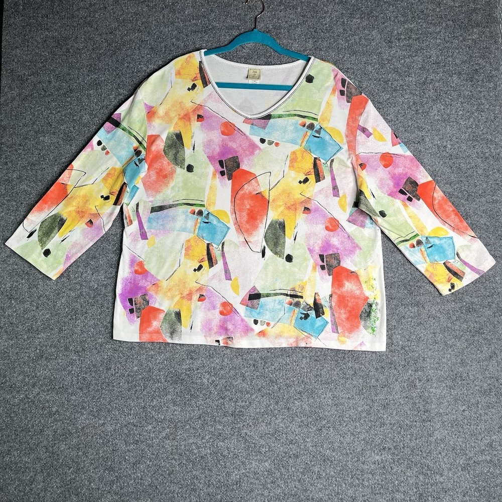 Jess And Jane Livia Top 3X Abstract‎ Watercolor Artistic Aesthetic Geometric